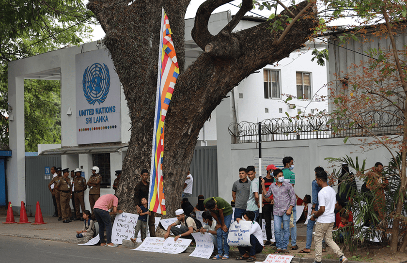 සරණාගතයන් ලෙස ලංකාවට පැමිණ සිටින රෝහින්යා මුස්ලිම්වරුන්ගෙන් උද්ඝෝෂණයක්