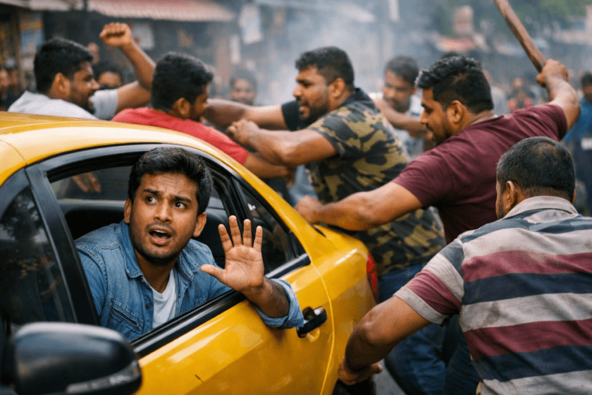 “මම ටැක්සියක් ඉල්ලුවේ ගමනක් යන්න… ඒත් ඇයි මම මේ රණ්ඩුවක මැද්දට පැටලුණේ?”